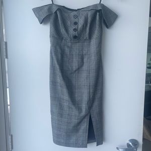 BARDOT ✨ Plaid Off-The-Shoulder Dress